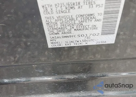 2015 Infiniti Qx60 z USA, uszkodzony, nr VIN 5N1AL0MN9FC501702